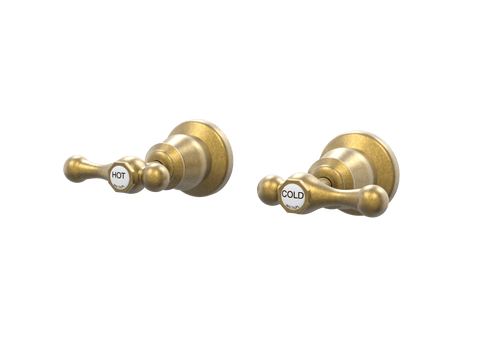 Tapware ParTaps Tudor Lever Top Assemblies Wall Pair - Ceramic Disc Colour: Rumbled Brass Place & Palette