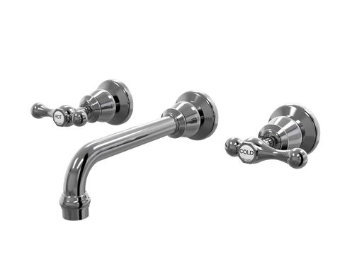 Tapware ParTaps Tudor Lever Wall Basin Set - Ceramic Disc Colour: Black Sapphire Place & Palette