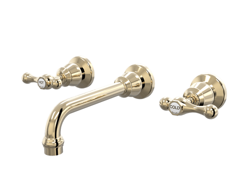 Tapware ParTaps Tudor Lever Wall Basin Set - Ceramic Disc Colour: Brass Gold Place & Palette