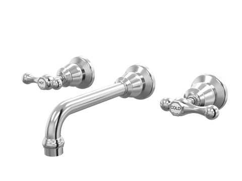 Tapware ParTaps Tudor Lever Wall Basin Set - Ceramic Disc Colour: Brushed Chrome Place & Palette