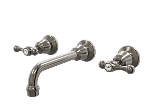 Tapware ParTaps Tudor Lever Wall Basin Set - Ceramic Disc Colour: Brushed Gunmetal Place & Palette