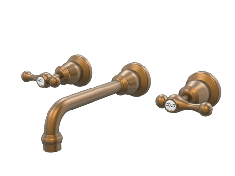 Tapware ParTaps Tudor Lever Wall Basin Set - Ceramic Disc Colour: Burnished Place & Palette