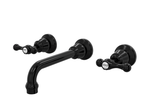 Tapware ParTaps Tudor Lever Wall Basin Set - Ceramic Disc Colour: Midnight Black Place & Palette