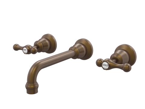 Tapware ParTaps Tudor Lever Wall Basin Set - Ceramic Disc Colour: Native Brass Place & Palette