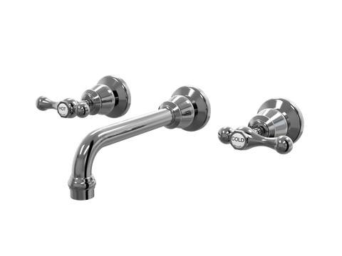 Tapware ParTaps Tudor Lever Wall Bath Set - 160mm - Ceramic Disc Colour: Black Sapphire Place & Palette