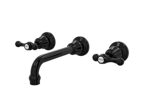 Tapware ParTaps Tudor Lever Wall Bath Set - 160mm - Ceramic Disc Colour: Midnight Black Place & Palette