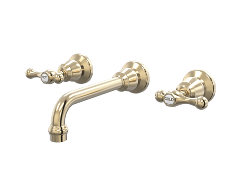 Tapware ParTaps Tudor Lever Wall Bath Set - 200mm - Ceramic Disc Colour: Brushed Brass Gold Place & Palette