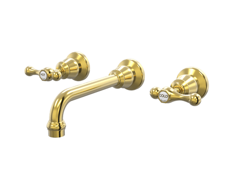 Tapware ParTaps Tudor Lever Wall Bath Set - 200mm - Ceramic Disc Colour: Brushed Gold Place & Palette