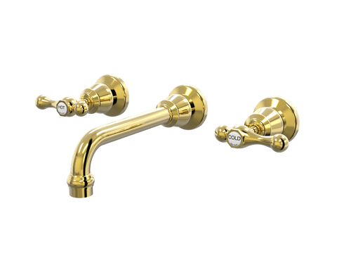 Tapware ParTaps Tudor Lever Wall Bath Set - 200mm - Ceramic Disc Colour: Gold Place & Palette