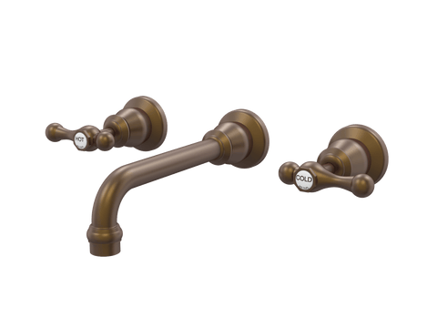 Tapware ParTaps Tudor Lever Wall Bath Set - 200mm - Ceramic Disc Colour: Native Brass Place & Palette