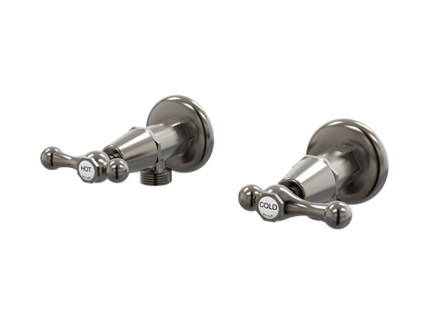 Tapware ParTaps Tudor Lever Washing Machine Stops Wall Pair - Ceramic Disc Colour: Brushed Gunmetal Place & Palette