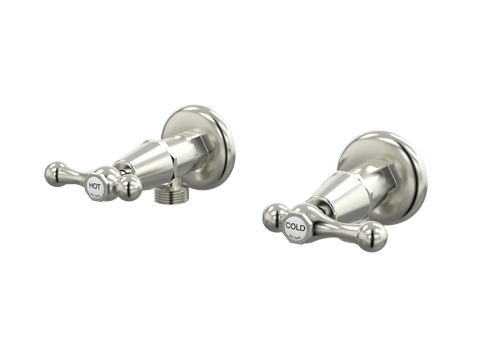 Tapware ParTaps Tudor Lever Washing Machine Stops Wall Pair - Ceramic Disc Colour: Brushed Nickel Place & Palette