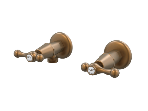 Tapware ParTaps Tudor Lever Washing Machine Stops Wall Pair - Ceramic Disc Colour: Burnished Place & Palette