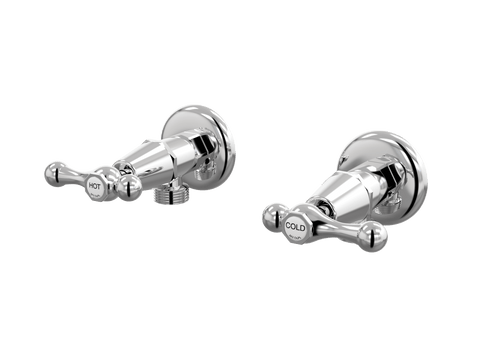 Tapware ParTaps Tudor Lever Washing Machine Stops Wall Pair - Ceramic Disc Colour: Chrome Place & Palette