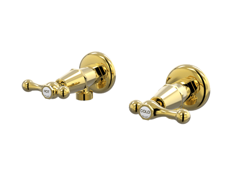 Tapware ParTaps Tudor Lever Washing Machine Stops Wall Pair - Ceramic Disc Colour: Gold Place & Palette