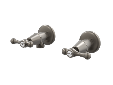 Tapware ParTaps Tudor Lever Washing Machine Stops Wall Pair - Ceramic Disc Colour: Gunmetal Place & Palette