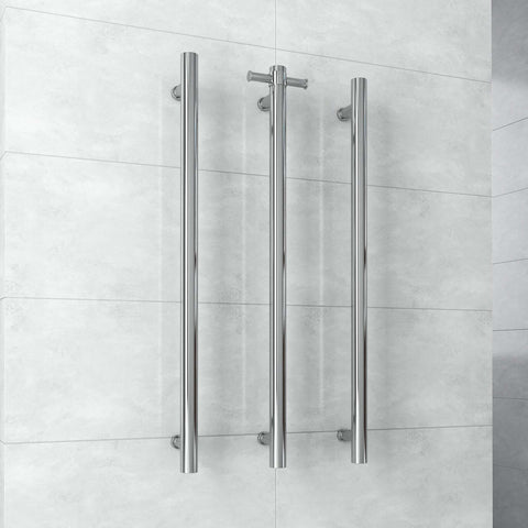 Accessories Thermogroup Round Polished Non-Heated Vertical Single Towel Rail Colour: Polished Stainless Steel Place & Palette