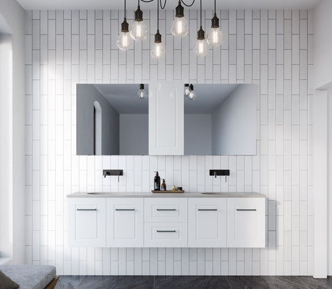 Vanities Timberline Victoria Wall Hung Vanity with Silksurface Top & White Gloss Above Counter Basin Size: L 750mm Centre Bowl Place & Palette