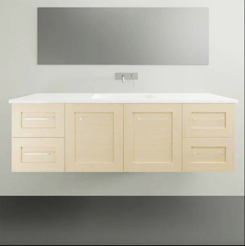 Vanities Timberline Victoria Wall Hung Vanity with Silksurface Top & White Gloss Above Counter Basin Size: L 1500mm Centre Bowl Place & Palette