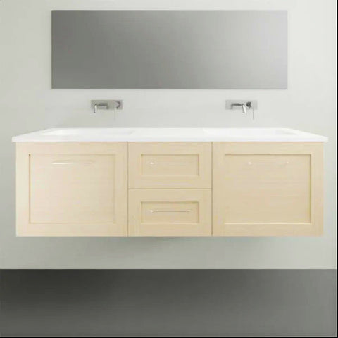 Vanities Timberline Victoria Wall Hung Vanity with Silksurface Top & White Gloss Above Counter Basin Size: L 1500mm Double Bowl Place & Palette