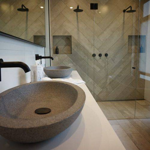 Basins Pietra Bianca Vivian Basin Colour: Malibu Solid Place & Palette