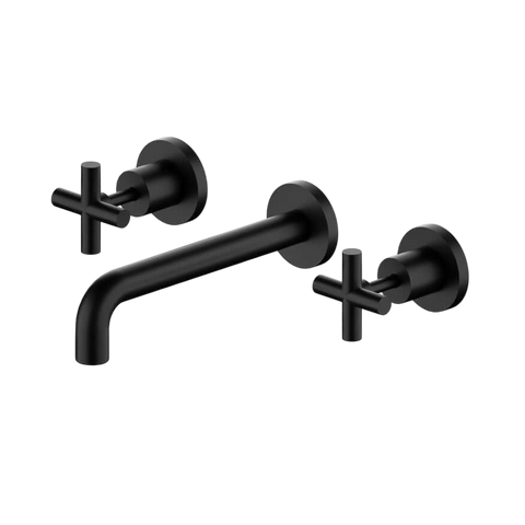 Tapware Nero X Plus Wall Basin Set Colour: Matte Black Size: 215mm Place & Palette