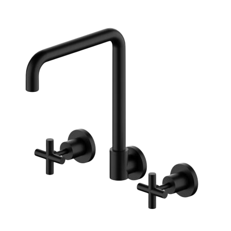 Tapware Nero X Plus Wall Kitchen Set Swivel Spout Colour: Matte Black Place & Palette