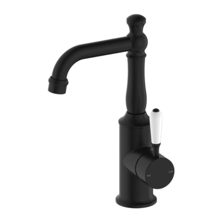 Tapware Nero York Basin Mixer With White Porcelain Lever Colour: Matte Black Place & Palette