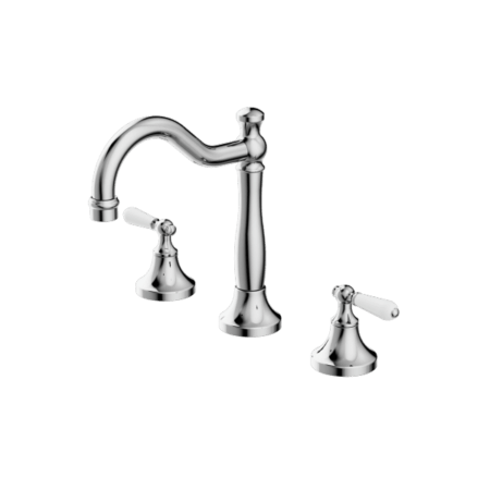 Tapware Nero York Basin Set With White Porcelain Lever Colour: Chrome Place & Palette