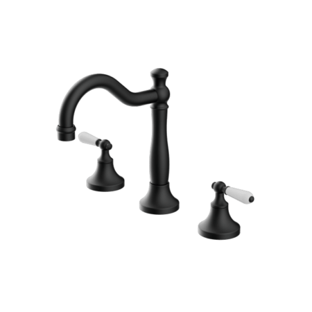 Tapware Nero York Basin Set With White Porcelain Lever Colour: Matte Black Place & Palette