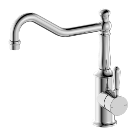 Tapware Nero York Kitchen Mixer Hook Spout With Metal Lever Colour: Chrome Place & Palette