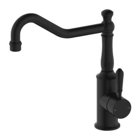 Tapware Nero York Kitchen Mixer Hook Spout With Metal Lever Colour: Matte Black Place & Palette
