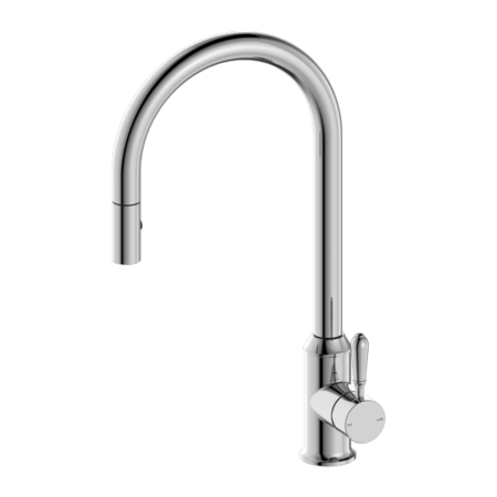 Tapware Nero York Pull Out Sink Mixer With Vegie Spray Function With Metal Lever Colour: Chrome Place & Palette