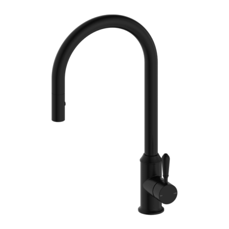 Tapware Nero York Pull Out Sink Mixer With Vegie Spray Function With Metal Lever Colour: Matte Black Place & Palette