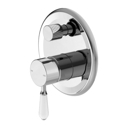 Showers Nero York Shower Mixer With Divertor With White Porcelain Lever Colour: Chrome Place & Palette