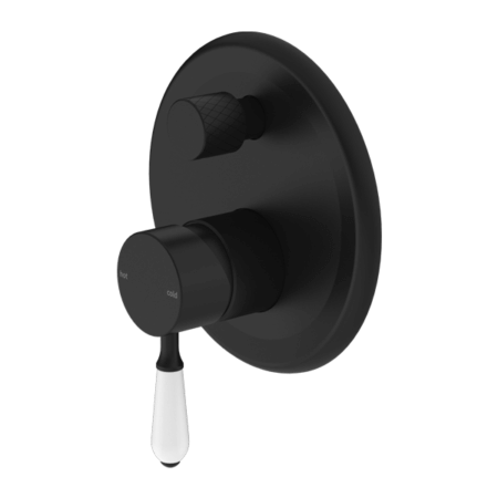 Showers Nero York Shower Mixer With Divertor With White Porcelain Lever Colour: Matte Black Place & Palette
