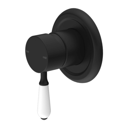 Showers Nero York Shower Mixer With White Porcelain Lever Colour: Matte Black Place & Palette