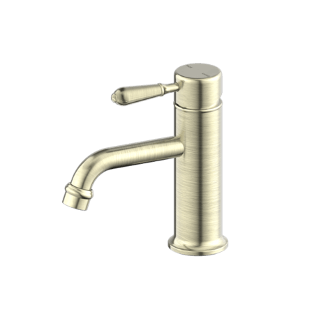 Tapware Nero York Straight Basin Mixer With Metal Lever Colour: Aged Brass Place & Palette