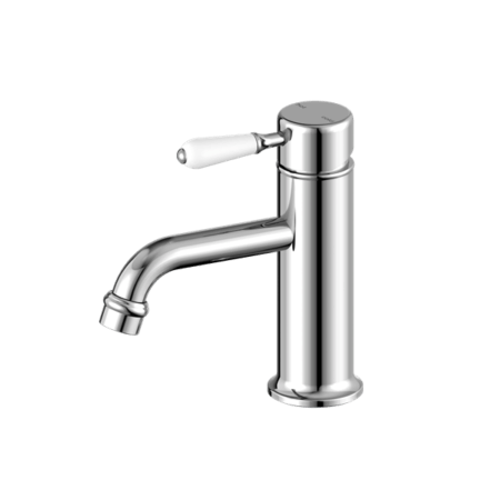 Tapware Nero York Straight Basin Mixer With White Porcelain Lever Colour: Chrome Place & Palette