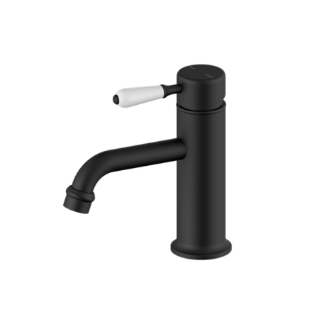Tapware Nero York Straight Basin Mixer With White Porcelain Lever Colour: Matte Black Place & Palette