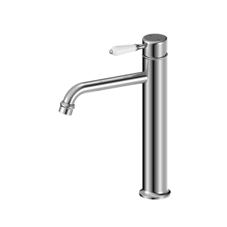 Tapware Nero York Straight Tall Basin Mixer With White Porcelain Lever Colour: Chrome Place & Palette