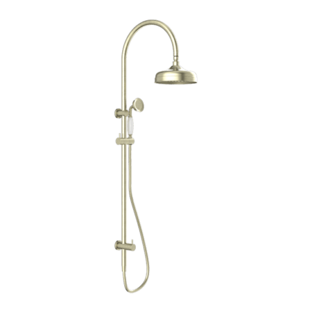 Showers Nero York Twin Shower With White Porcelain Hand Shower Colour: Aged Brass Place & Palette