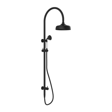 Showers Nero York Twin Shower With White Porcelain Hand Shower Colour: Matte Black Place & Palette