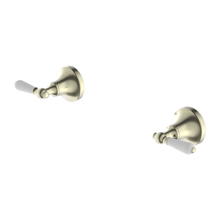 Tapware Nero York Wall Top Assemblies With White Porcelain Lever Colour: Aged Brass Place & Palette