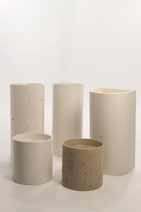 Concrete Textured Full Height Round Pedestal Basin