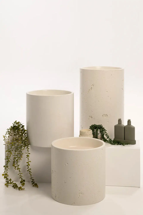 Concrete Textured Half Height Round Pedestal Basin