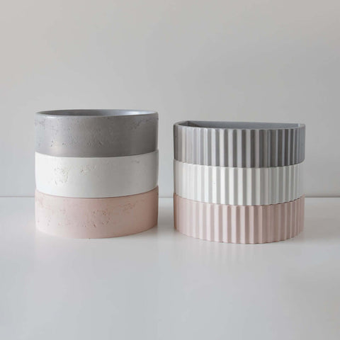 Basins Sticks & Stone Co Concrete Half Moon Ribbed Basin Colour: Whitehaven Place & Palette