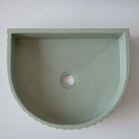 Basins Sticks & Stone Co Concrete Half Moon Ribbed Basin Colour: Whitehaven Place & Palette