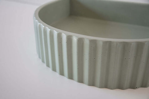 Basins Sticks & Stone Co Concrete Half Moon Ribbed Basin Colour: Whitehaven Place & Palette