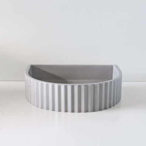 Basins Sticks & Stone Co Concrete Half Moon Ribbed Basin Colour: Cradle Mountain Place & Palette